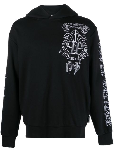 Philipp Plein skull-print logo-embroidered hoodie Men