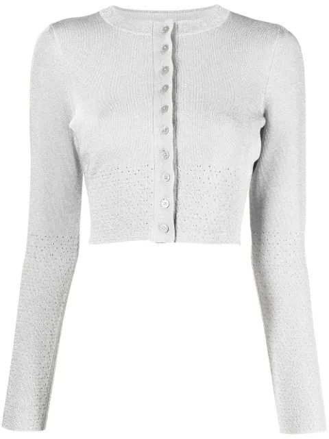 Victoria Beckham cardigan crop en maille à tissage métallisé