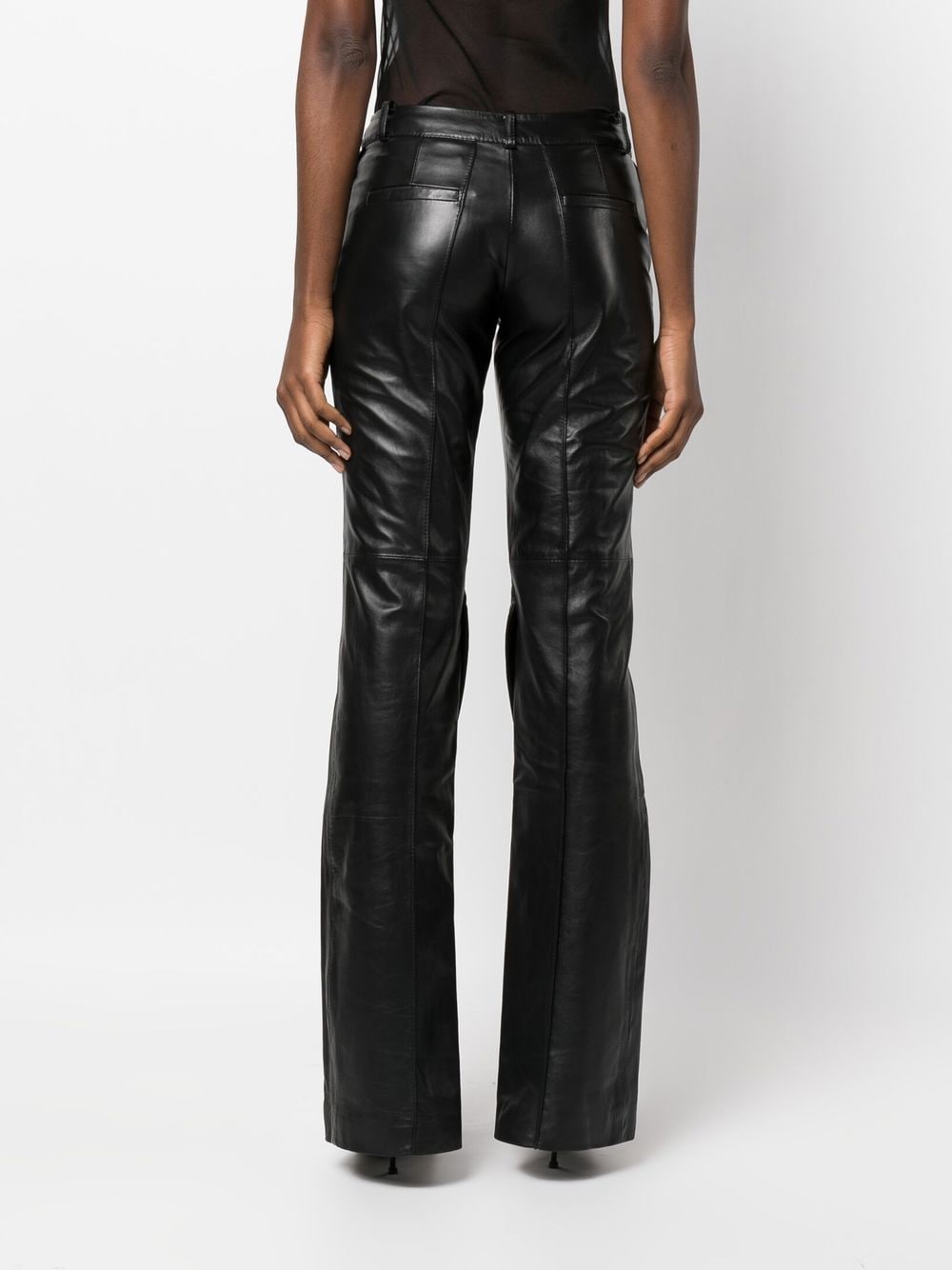 Shop The Mannei Slit-ankle Leather Trousers In Black