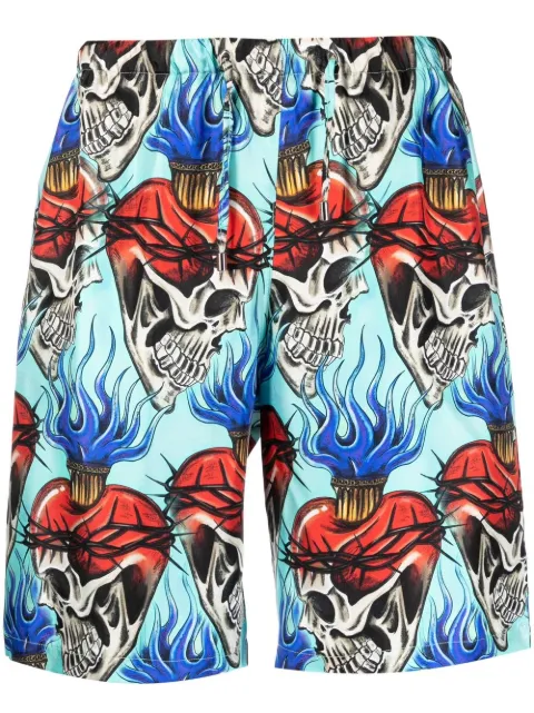 Philipp Plein Love Tattoo silk shorts