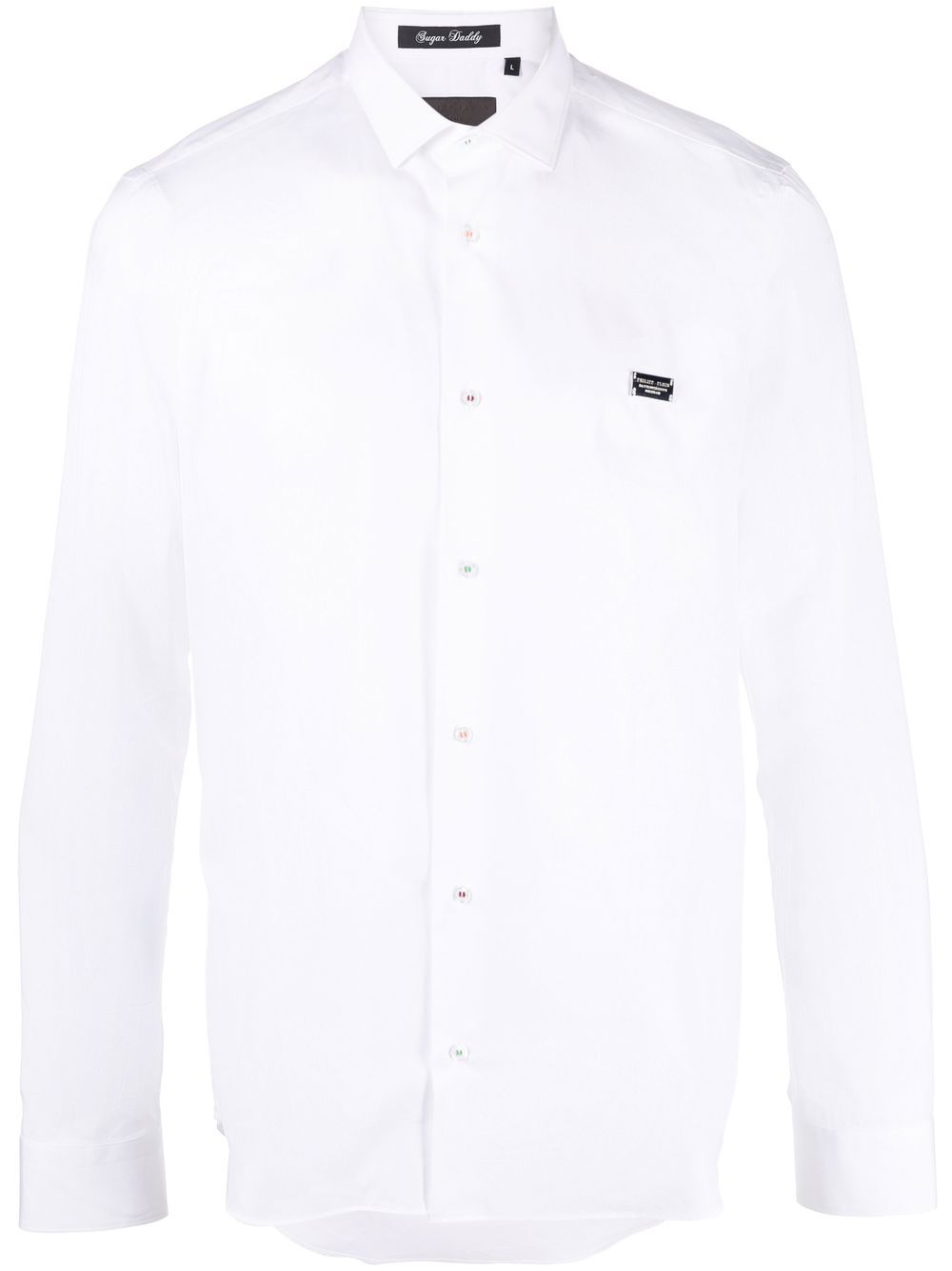 Shop Philipp Plein Gothic Banner Long-sleeve Shirt In White