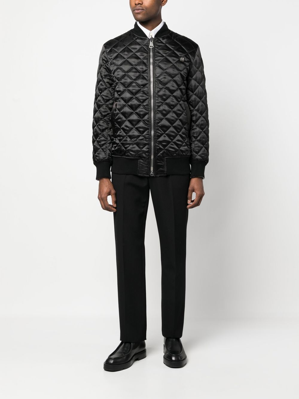 Shop Philipp Plein Reversible Quilted Bomber Jacket In White