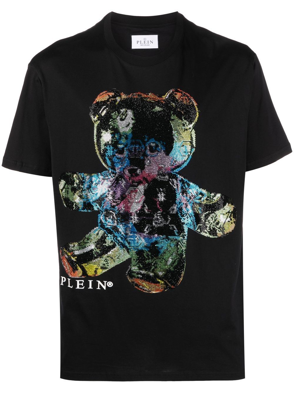 Philipp Plein T-shirt Mit Strassverziertem Teddy-print In Black