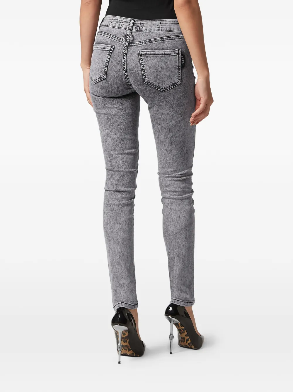 Philipp Plein Jegging met acid wassing Grijs