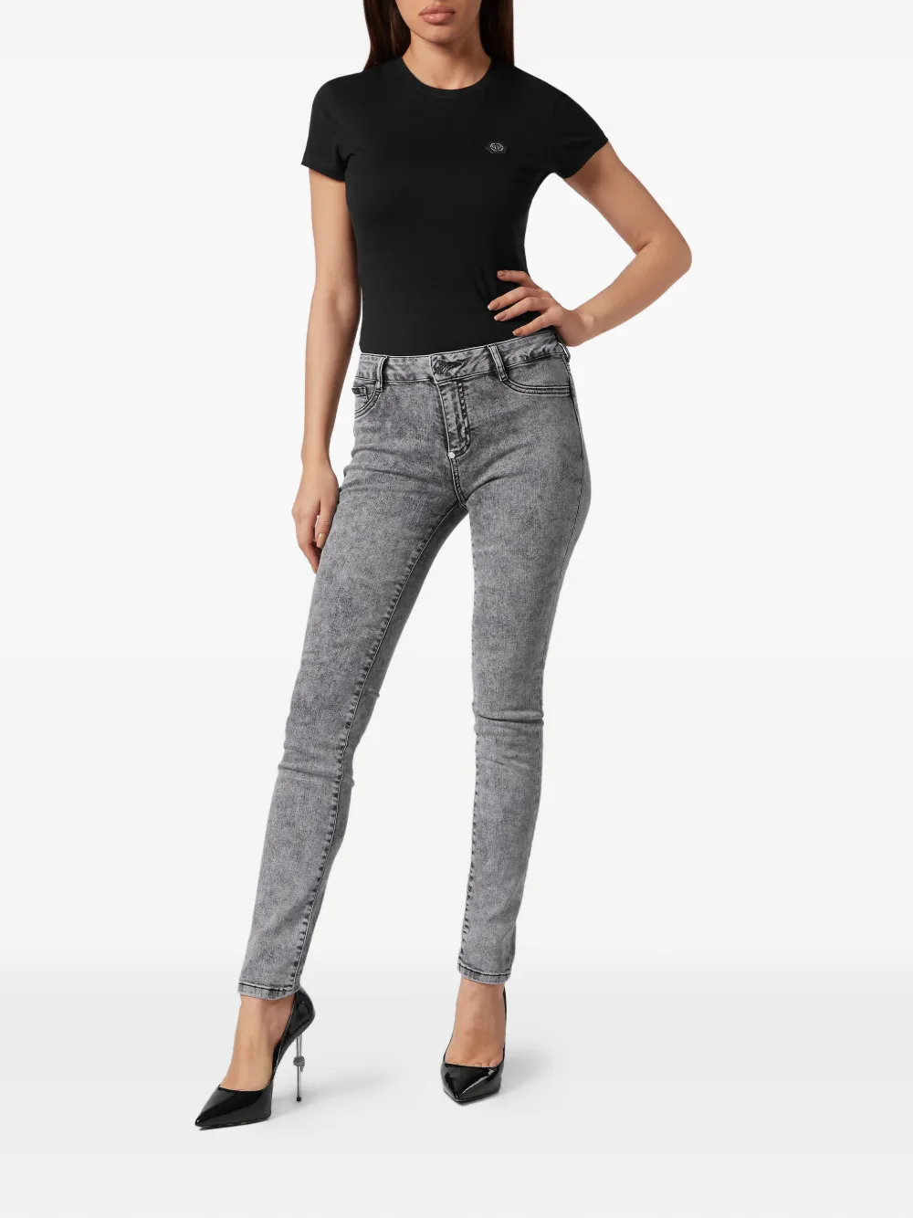 Philipp Plein Jegging met acid wassing Grijs