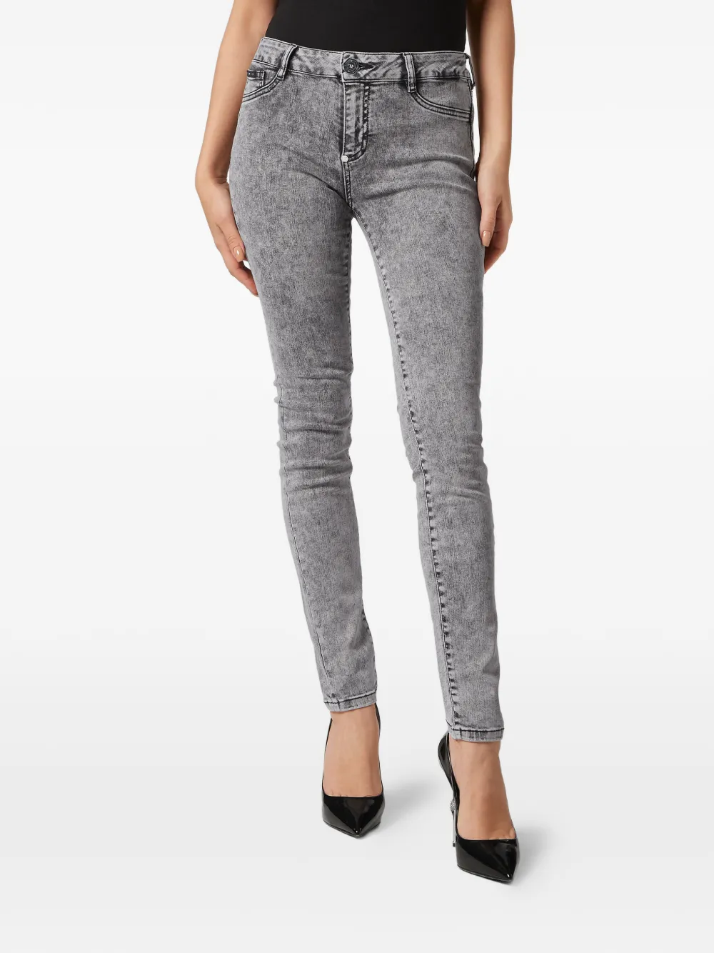 Philipp Plein Jegging met acid wassing Grijs