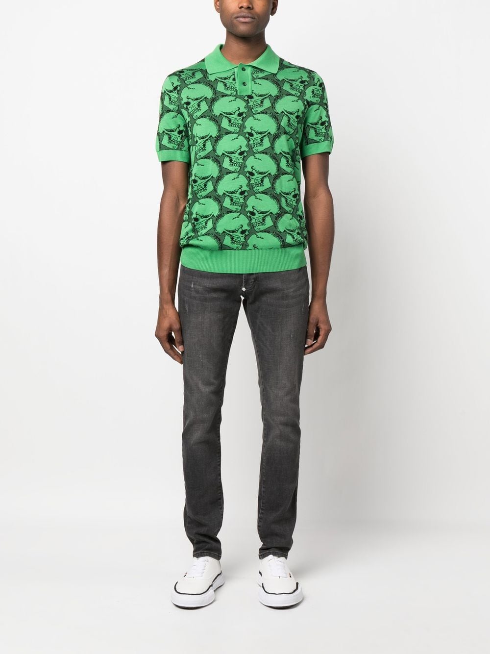 Philipp Plein Poloshirt met doodskopprint - Groen