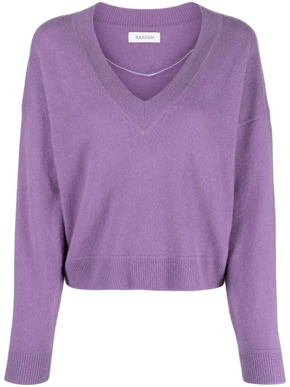 

NAADAM V-neck cropped cashmere jumper - Purple