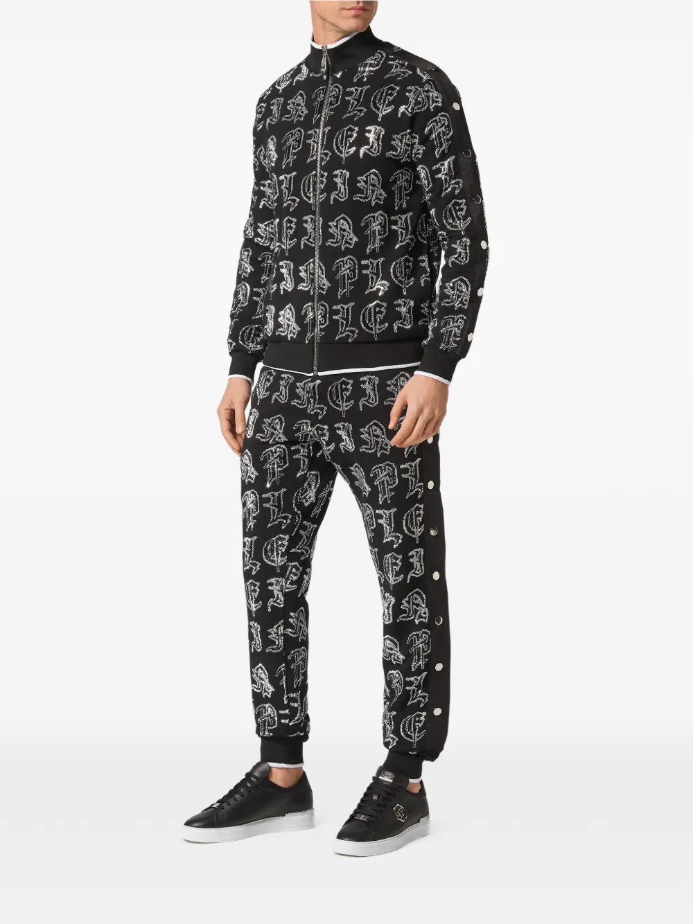 Philipp Plein Twee Gothic Plein trainingspakken met rits Zwart
