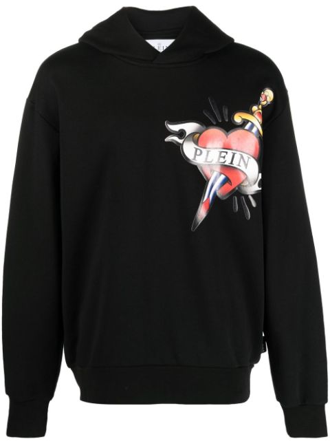 Philipp Plein heart & dagger-print hoodie Men