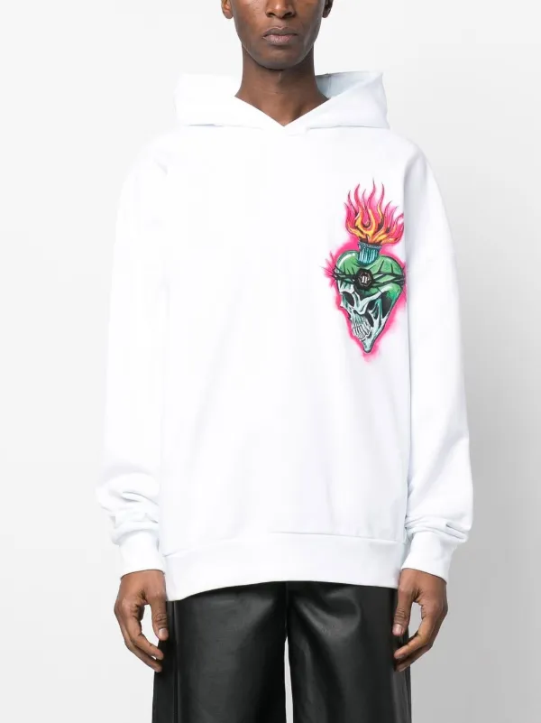 Philipp Plein Love Tattoo long-sleeve Hoodie | White | FARFETCH