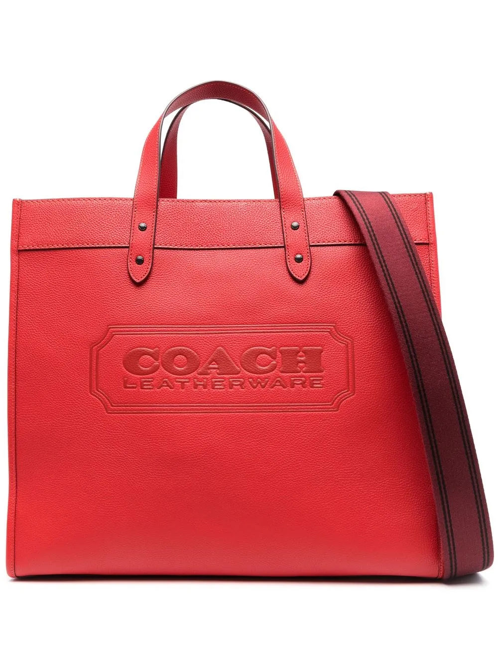 Coach Embossed-logo Tote Bag In Red | ModeSens