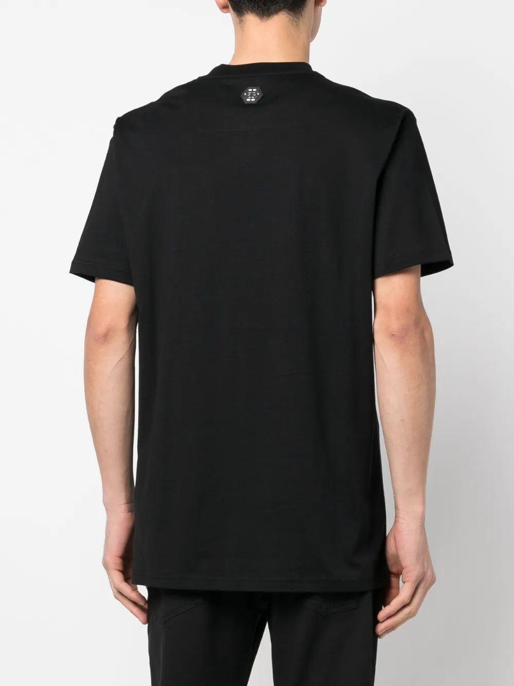 T-shirt a maniche corte con stampa di strass con teschio