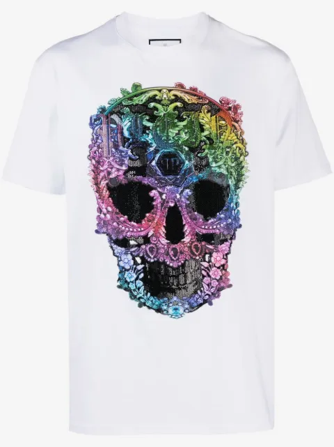 Philipp Plein rhinestone-embellished skull-print T-shirt