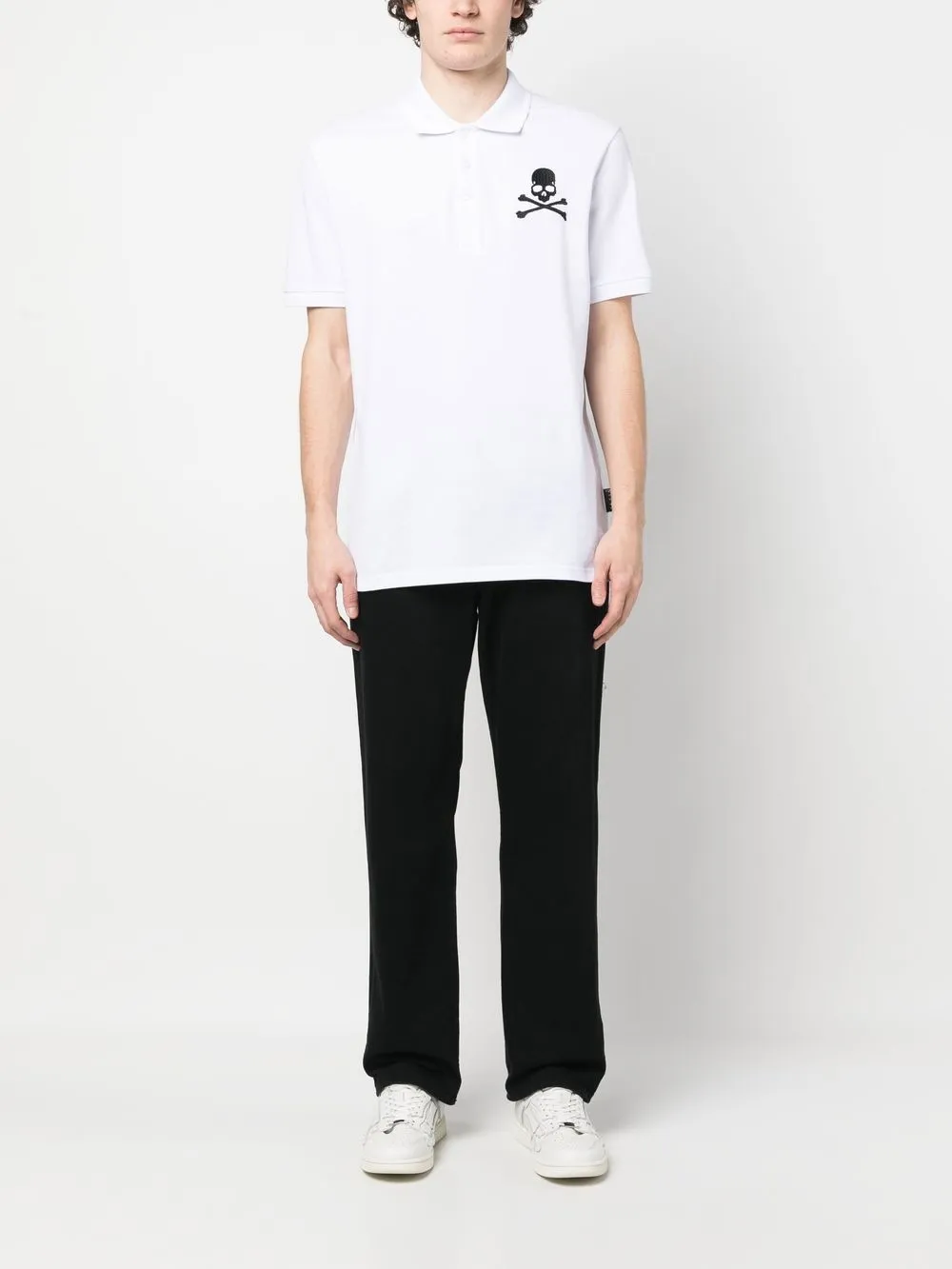 Shop Philipp Plein Short Sleeve Polo Shirt In White