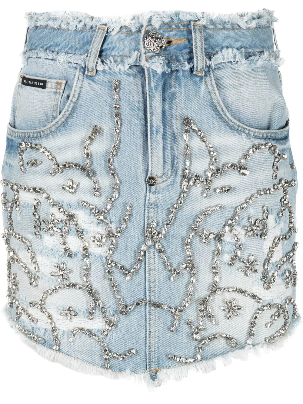 Philipp Plein crystal-embellished mini skirt – Blue