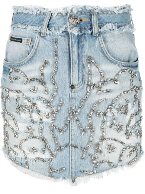 Philipp Plein crystal-embellished mini skirt