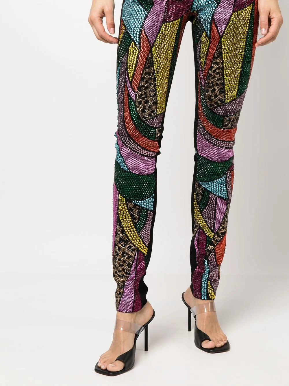Philipp Plein Rainbow Patchwork Denim Jeggings In Black