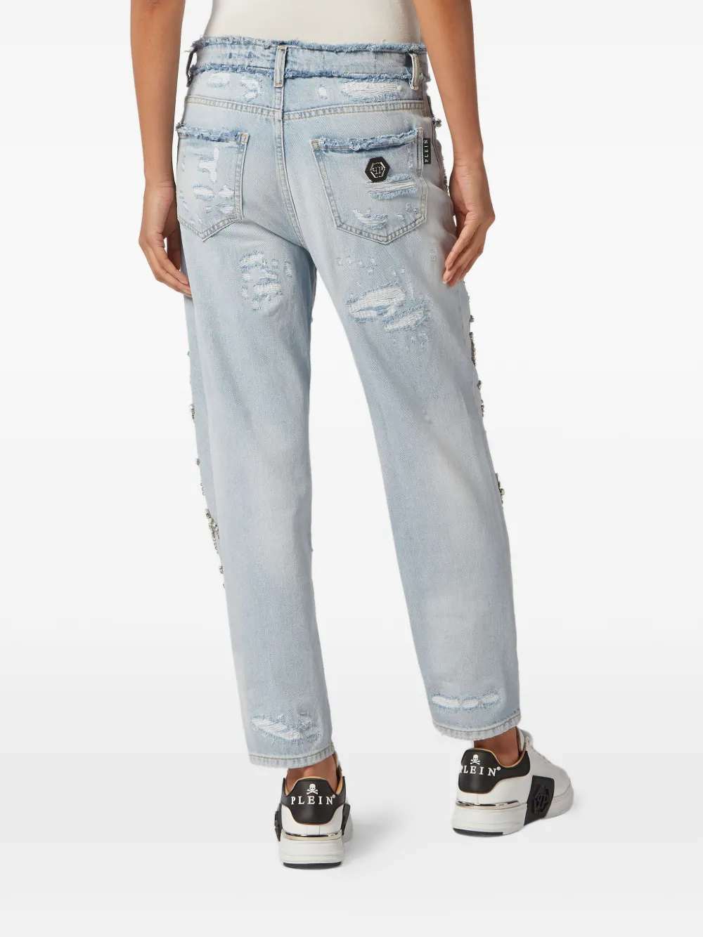 Philipp Plein Jeans verfraaid met kristallen Blauw