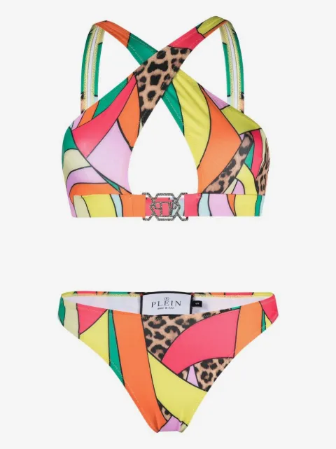 Philipp Plein crossover-strap bikini set