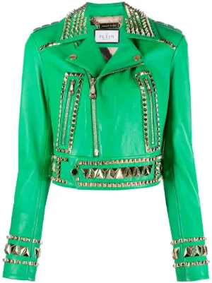 Philipp Plein Studded Leather Bomber Jacket - Farfetch