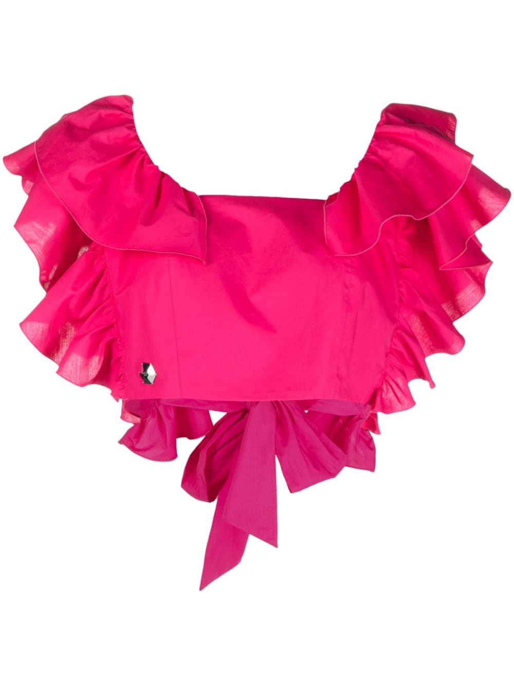 Shop Philipp Plein Volant Ruffled Cropped Top In Rosa