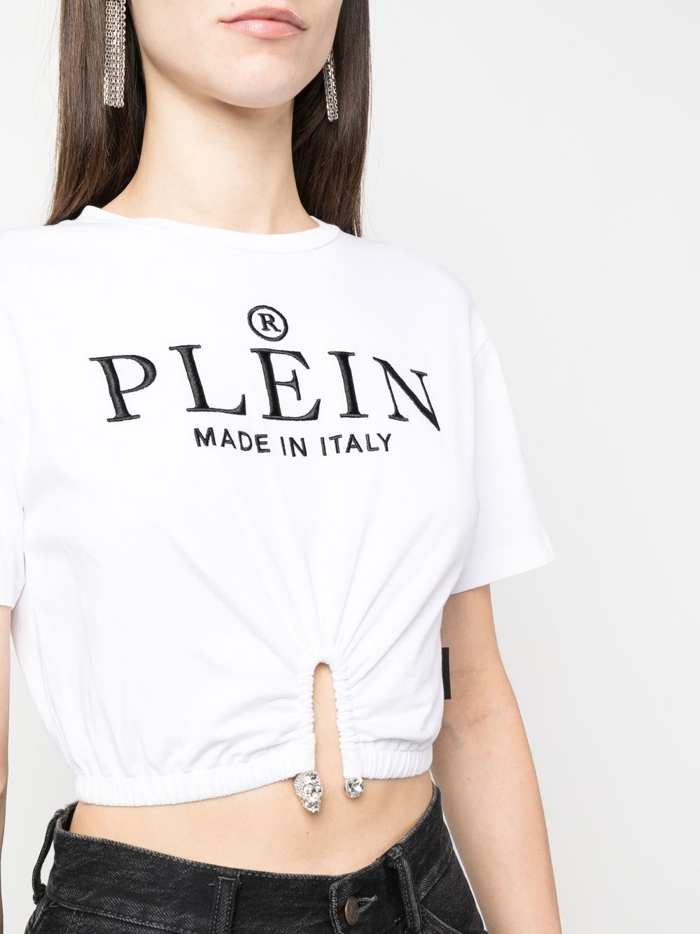 Philipp Plein embroidered-logo cropped T-shirt Women