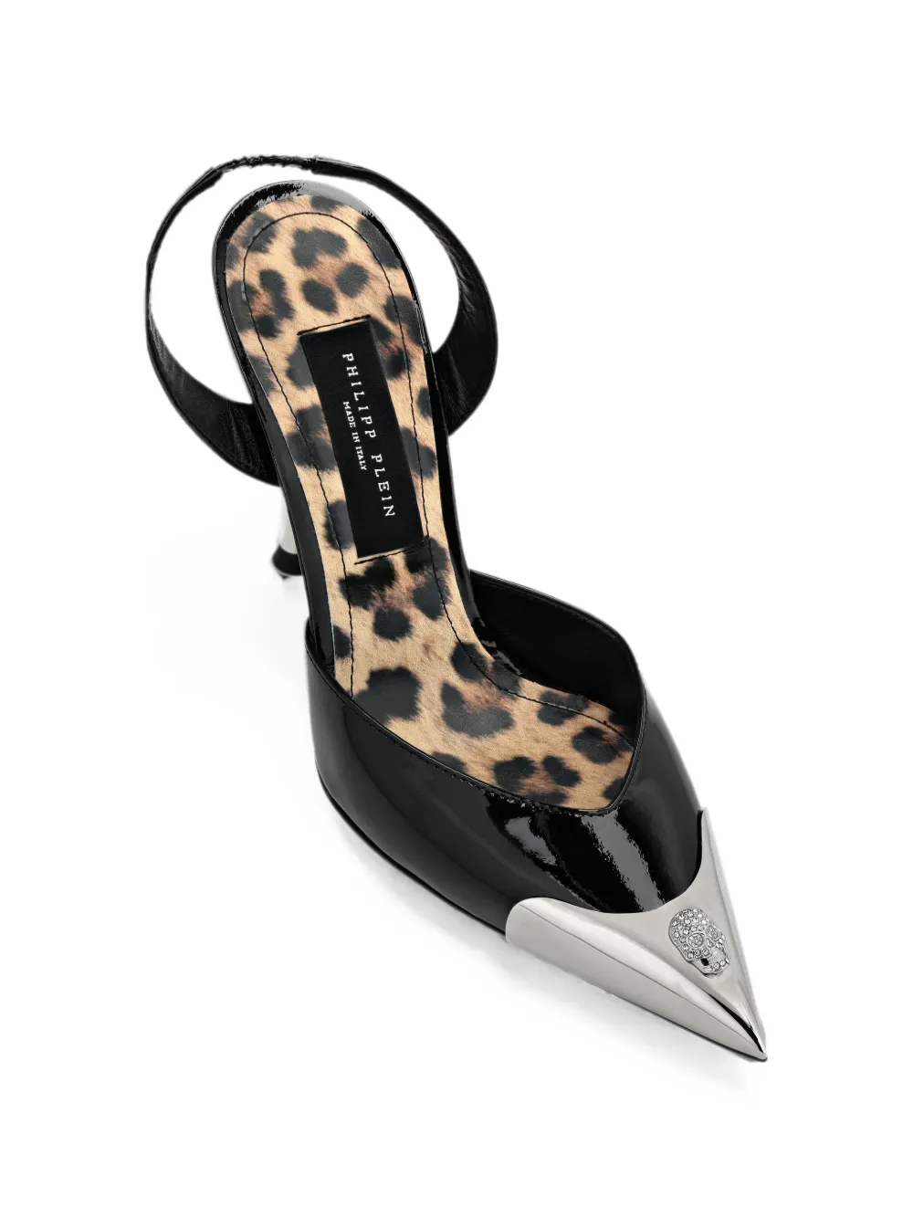 Philipp Plein crystal-skull slingback pumps Zwart