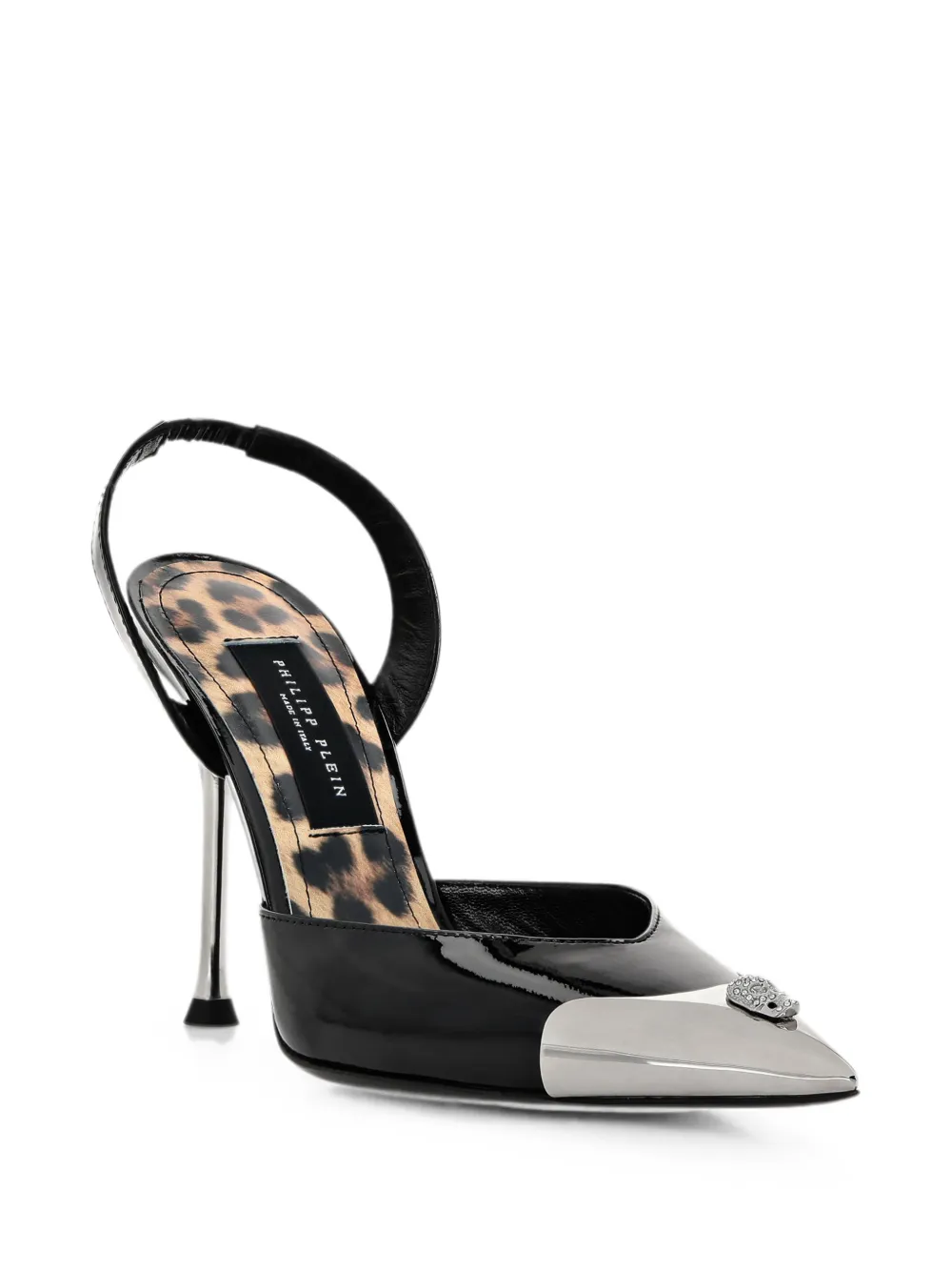 Philipp Plein crystal-skull slingback pumps Zwart