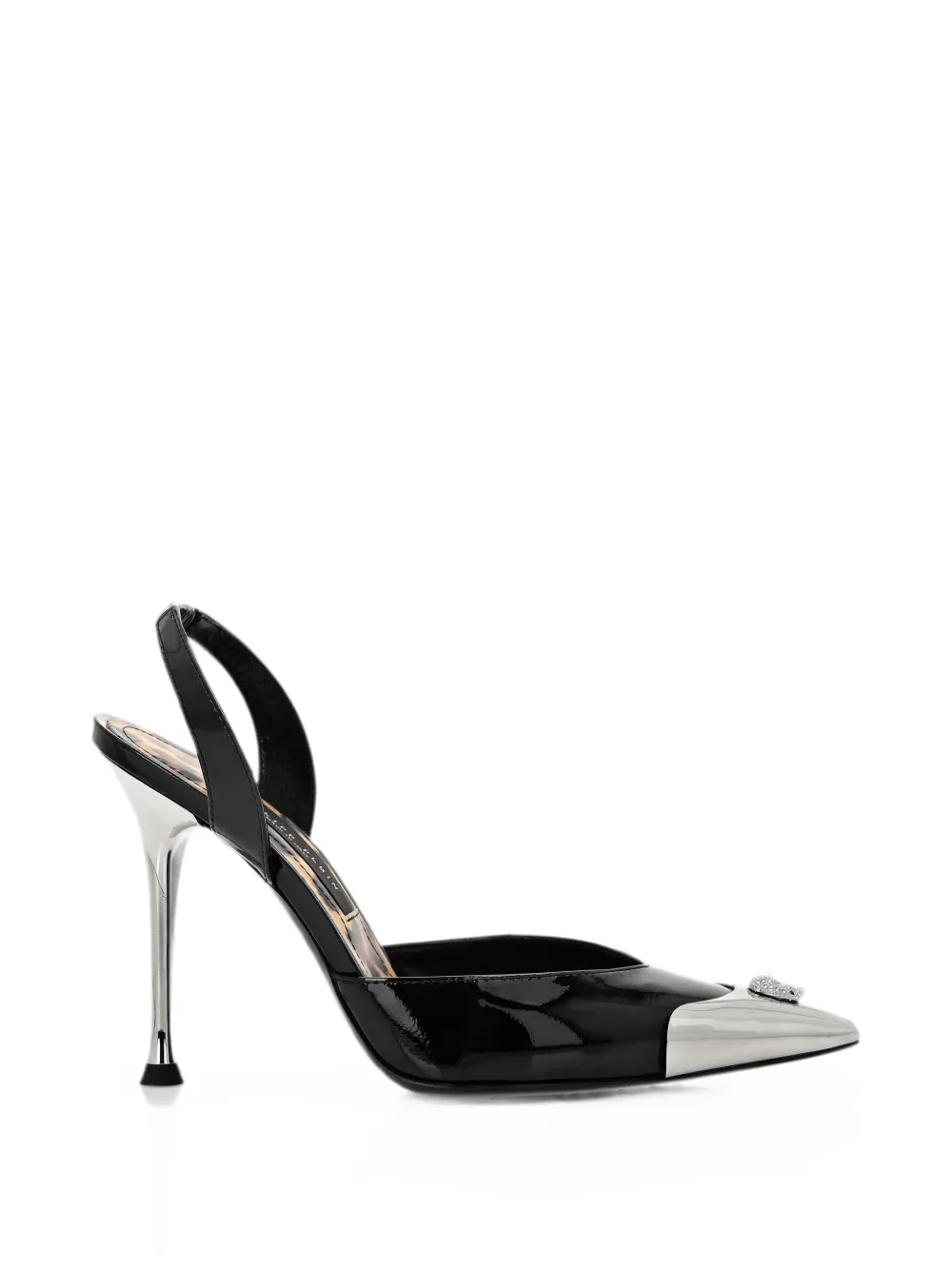 Philipp Plein crystal-skull slingback pumps Zwart
