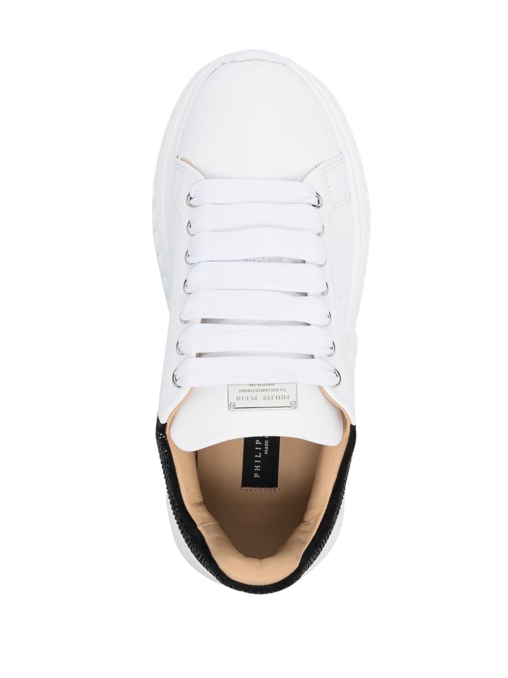Shop Philipp Plein Crystal-skull Lace-up Sneakers In White