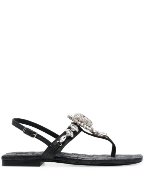 Philipp Plein crystal-skull leather sandals Women