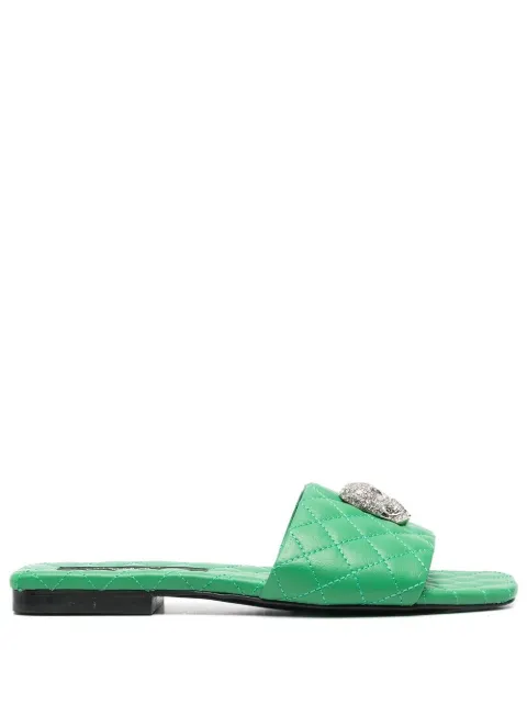Philipp Plein Crystal Skull matelassé slides