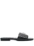 Philipp Plein crystal-skull matelassé slides - Black