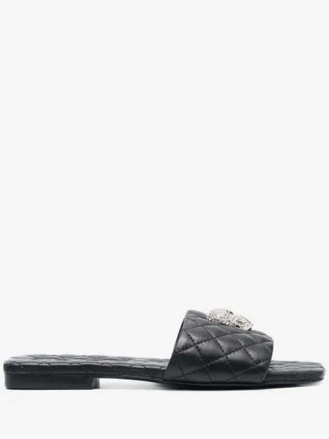 Philipp Plein crystal-skull matelassé slides