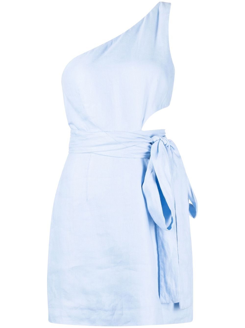 Bondi Born Mytros One-shoulder Cutout Linen-voile Mini Dress In Azul