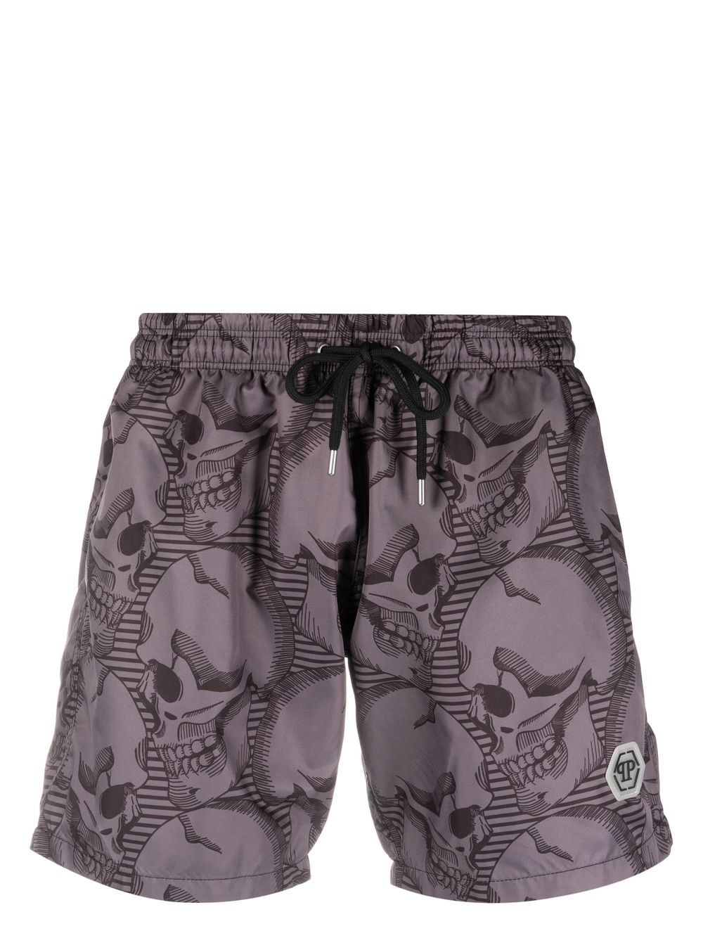 Philipp Plein Skull-print Swim Shorts In Schwarz