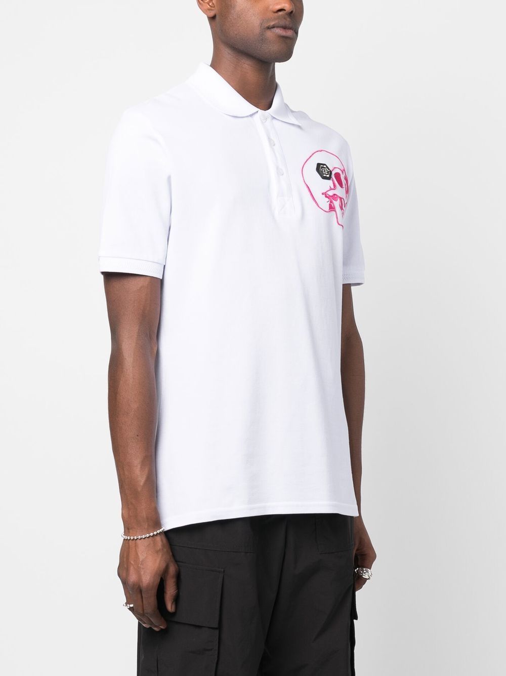 Shop Philipp Plein Graphic-print Polo Shirt In White