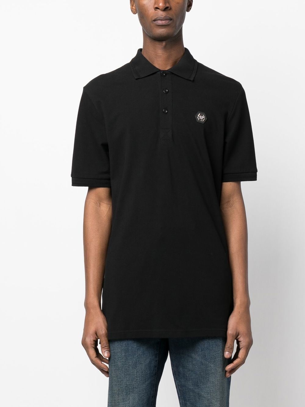 Shop Philipp Plein Skull-print Polo Shirt In Black