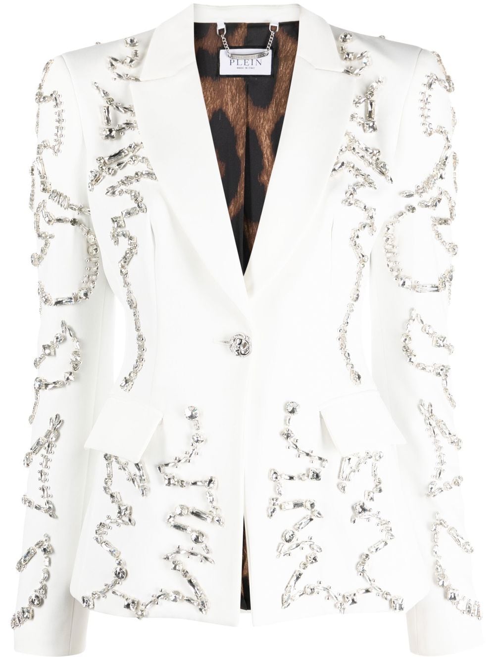 Philipp Plein Crystal-embellished Single-breasted Blazer In White