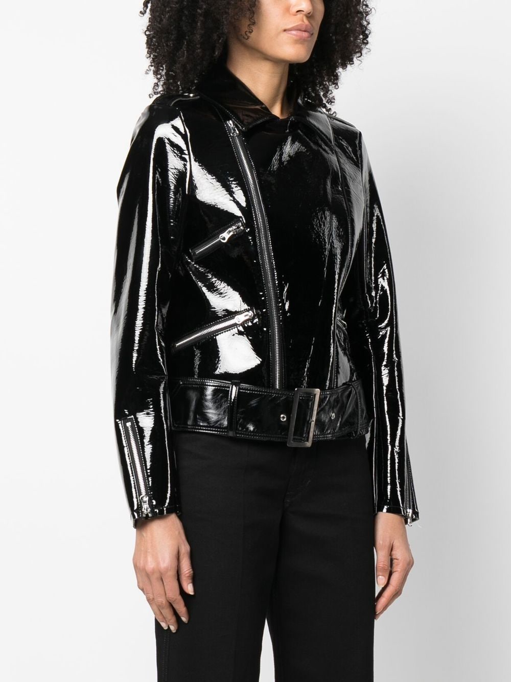 Shop Philipp Plein Glossy Faux Leather Jacket In Black