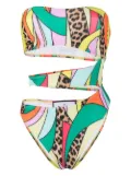Philipp Plein rainbow patchwork-print monokini - Green