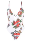 Philipp Plein graphic-print swimsuit - White