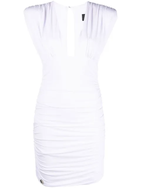 Philipp Plein plunge-neck ruched mini dress