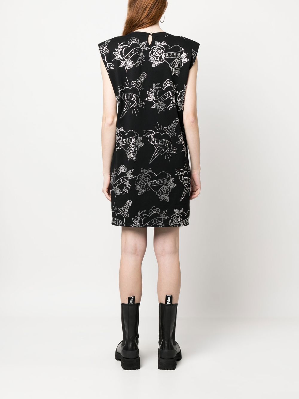 Shop Philipp Plein Graphic-print Sleeveless Mini Dress In Black