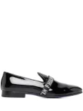Philipp Plein logo-embellished patent slippers - Black