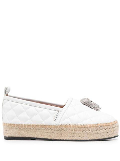 Philipp Plein skull-embellishment quilted espadrilles Women