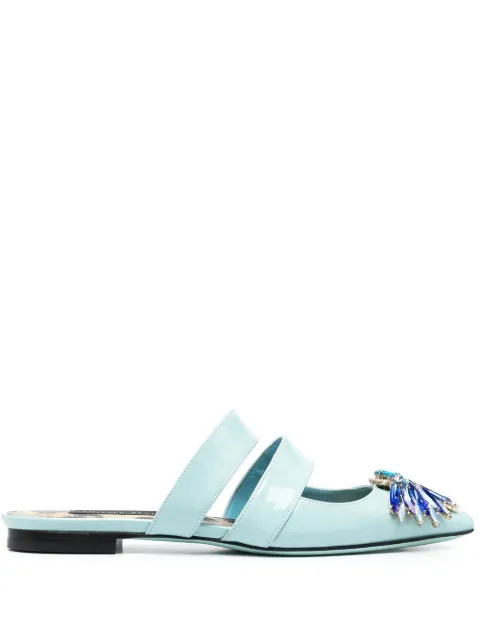 Philipp Plein mules planos con detalles de cristal