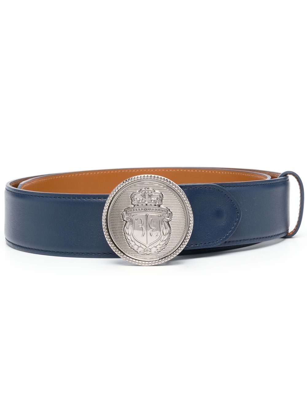 Billionaire logo-plaque leather belt - Blue