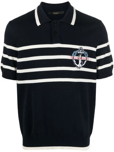 Billionaire logo-embroidery striped polo shirt